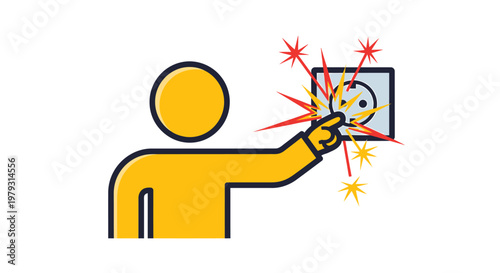 Person experiencing an electrical shock from a wall outlet.