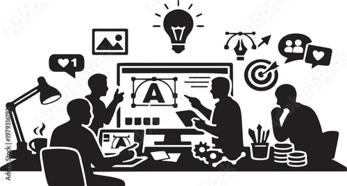 freelance designer working silhouette