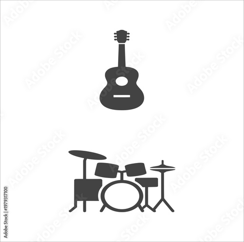 vector illustration icon of musical instrument combined with water faucet valve plumbing and wine corkscrew tools isolated on white background