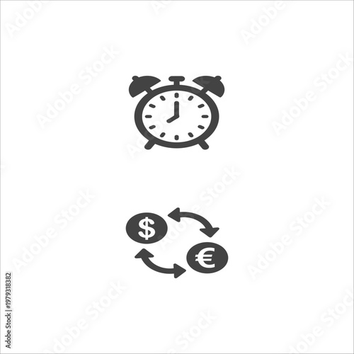 Retro alarm clock vector illustration showing a classic metal bell clock icon for wake up, time reminder, morning alarm, deadline timer and countdown