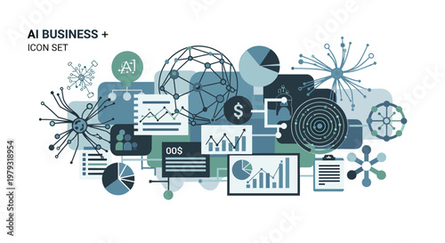 A clean, modern graphic illustration conveys interconnectedness and digital relationships. Ideal for tech presentations, website design, or illustrati