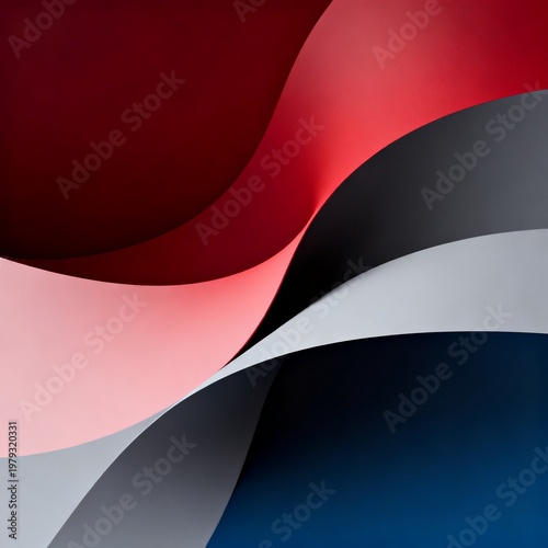 Abstract Curved Colorful Paper Waves Composition