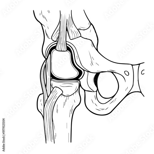 Detailed anatomical illustration of the knee joint showing bones ligaments and cartilage.