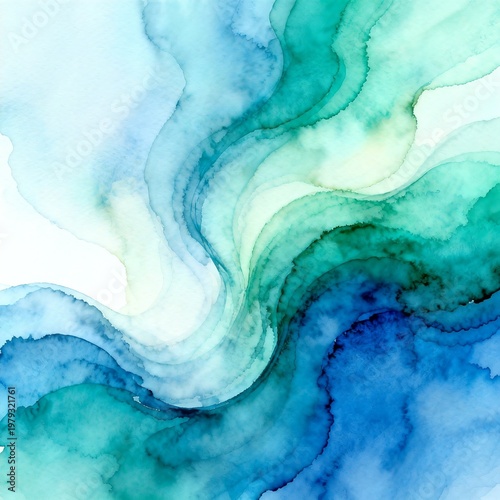 Abstract Watercolor Turquoise Blue Swirl Pattern