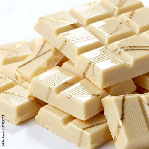 Delicious White Chocolate Bar with Golden Decorations