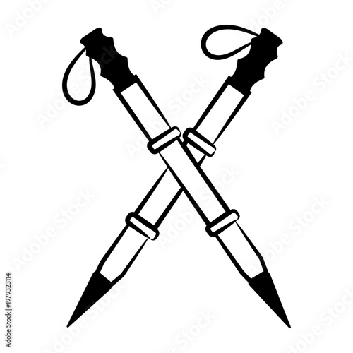 A drawing style icon of a trekking pole