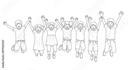 Group of diverse people jumping for joy.