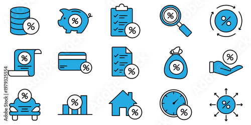 Finance Data Analysis and Budget Planning Icons