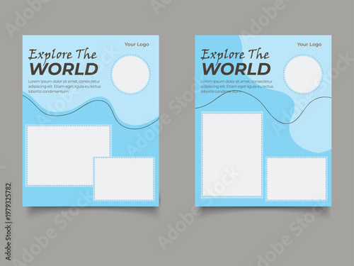 Explore The World Travel social media cover, tourism social media cover template, web banner ads for travel promotion