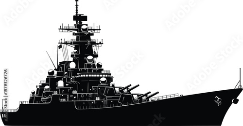battleship silhouette, naval warship illustration, military ship, navy vessel, armed cruiser design, maritime defense, vintage battleship, ocean warfare concept