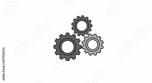 Three interlocking metal gear wheels.