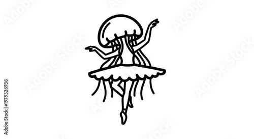 Elegant ballerina jellyfish illustration isolated on white background