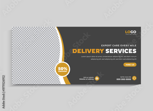 Delivery Service Social Media Facebook Cover Banner Template