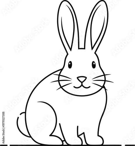 Simple line drawing of a rabbit a charming black and white illustration