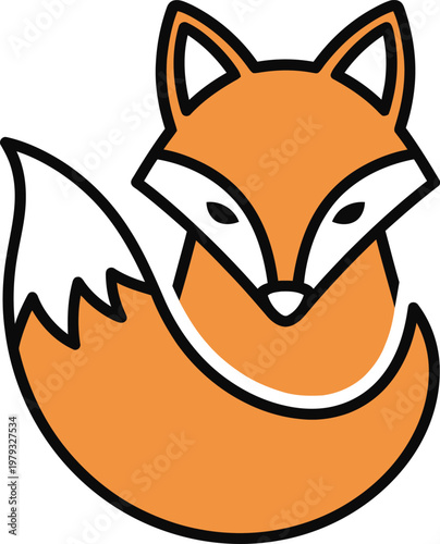 Cartoon fox illustration a whimsical and playful orange fox design