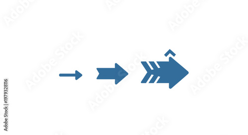 Progression illustration showcasing arrow sequence representing growth, evolution, and advancement