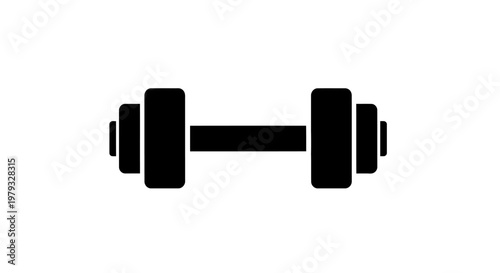 Silhouette of a dumbbell, representing exercise, strength training, and fitness concepts