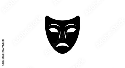 Sad Theater Mask Icon Representing Tragedy and Drama