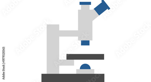 Simplified illustration of a laboratory microscope against a bright white backdrop