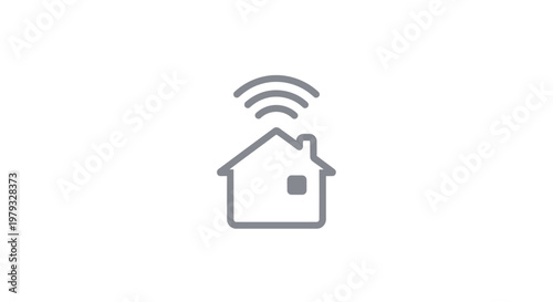Smart home illustration featuring house symbol and wifi connection with clean lines