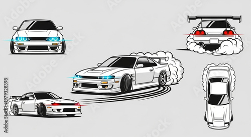 Collection of Sport Cars in Different Views and Angles.