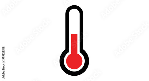 Thermometer icon illustrating heat or temperature, simplistic design against white backdrop