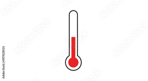 Thermometer illustration displaying rising temperature, heat level icon on white background