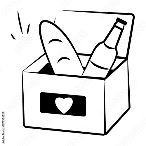 Hand drawn style icon of a food donation