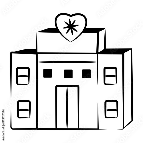 Hand drawn icon of a welfare hospital