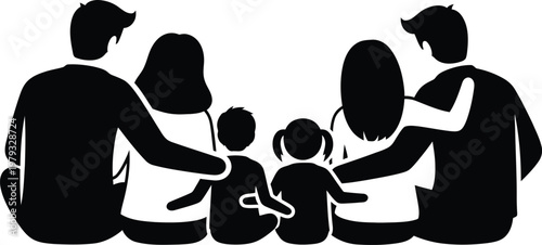 Family silhouette a united group of four representing love and togetherness