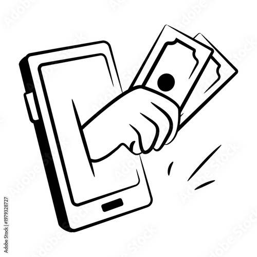 A doodle style icon of an online funds