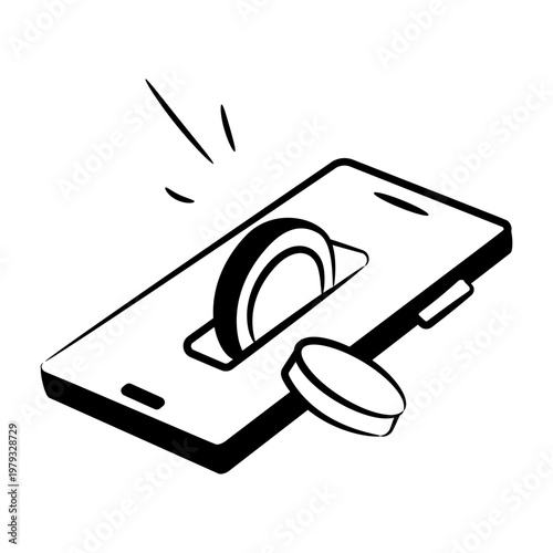 A hand drawn icon showing an online funds