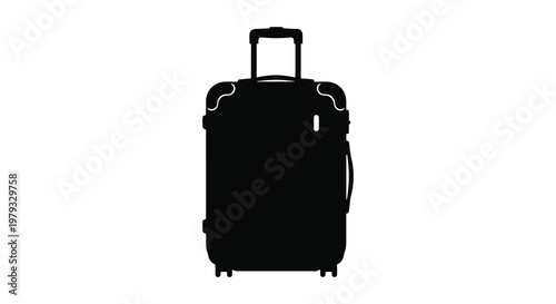 Black suitcase on white background a modern travel accessory silhouette