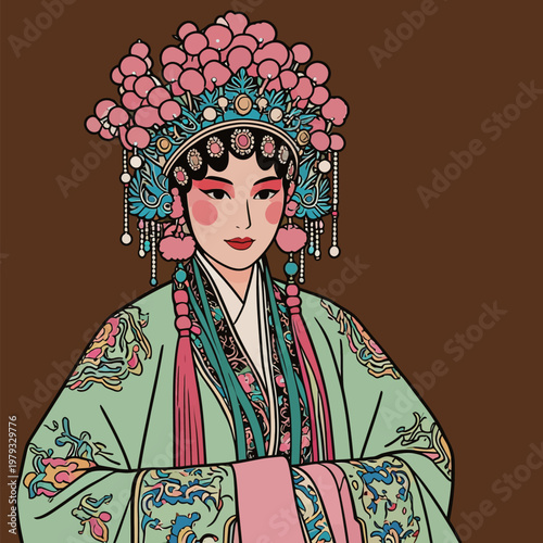 Chinese Opera Female Character Illustration