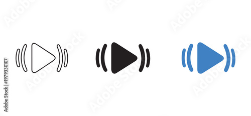  Play Button Sound Wave Vector Icons