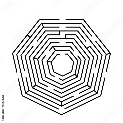 Intricate Octagonal Labyrinth Maze Representing Complex Strategy and Problem Solving