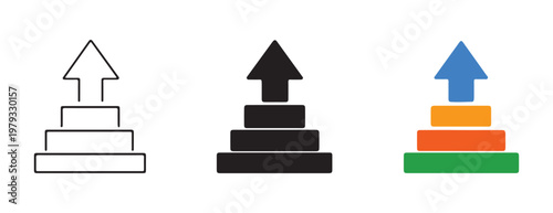 Pyramid Growth Arrow Vector Icons