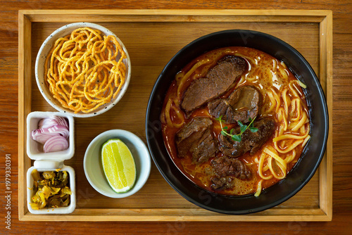 Northern Thai curry noodles, khao soi noodles, khao soi noodles Thai food