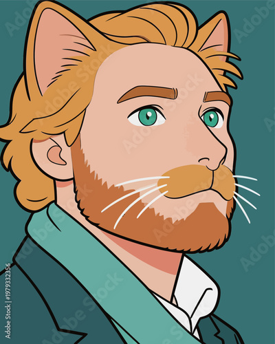 Anthropomorphic Cat Man in Formal Attire