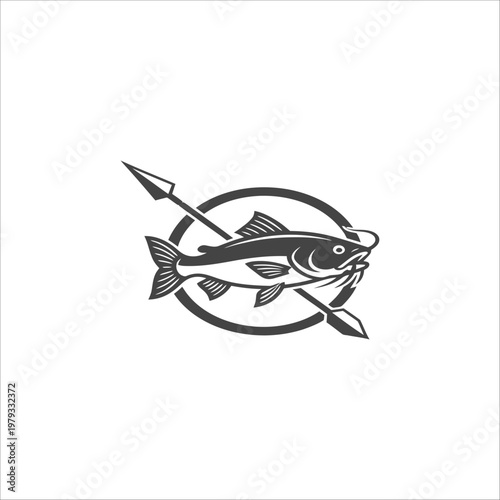A simple blue cartoon fish swimming underwater in the ocean with fins and a clean vector design