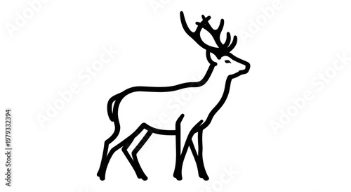 Elegant deer illustration with large antlers on a clean white background