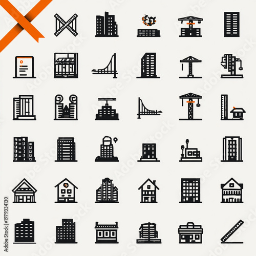Buildings collection features various architectural structures and urban construction sites.