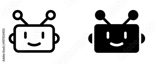 AI Robot Assistant Icon. Smart Bot Helper, Artificial Intelligence Support Concept