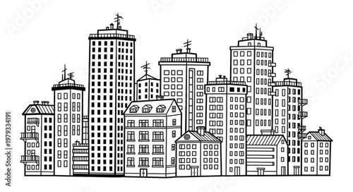 City Skyline Urban Buildings.