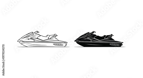 Two jet ski designs shown in black and white a striking silhouette