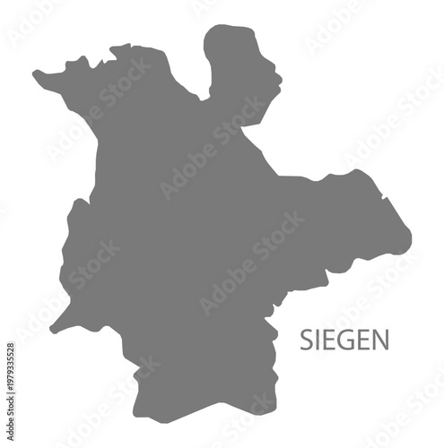 Siegen city map with boroughs grey illustration silhouette shape