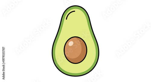 Fresh avocado halves with seed isolated on white background vector illustration