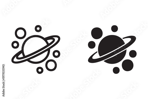 Astronomy and Space Icon Collection for Planet, Orbit, and Galaxy Concepts