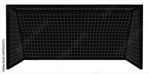 Black Soccer Goal Net with White Outline on White Background football goal sports equipment
