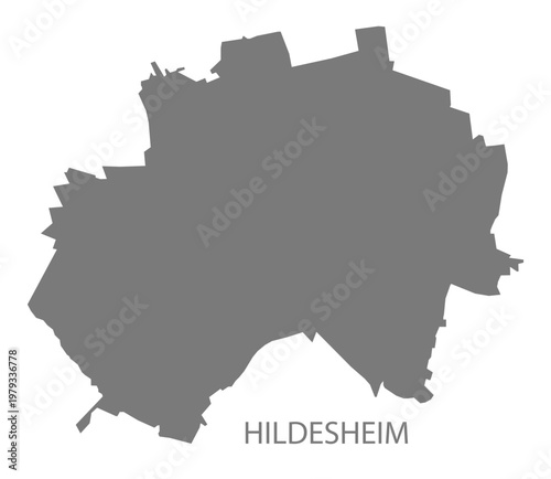 Hildesheim city map with boroughs grey illustration silhouette shape